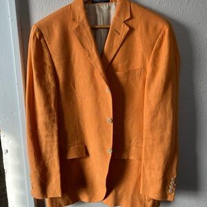 Ralph Lauren Flax Made in Italy Vibrant Orange 3 Button Blazer